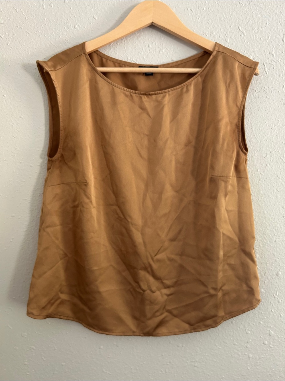 Ann Taylor Satin Shell Tank - Camel Brown Formal Fall Lightweight Neutral Small